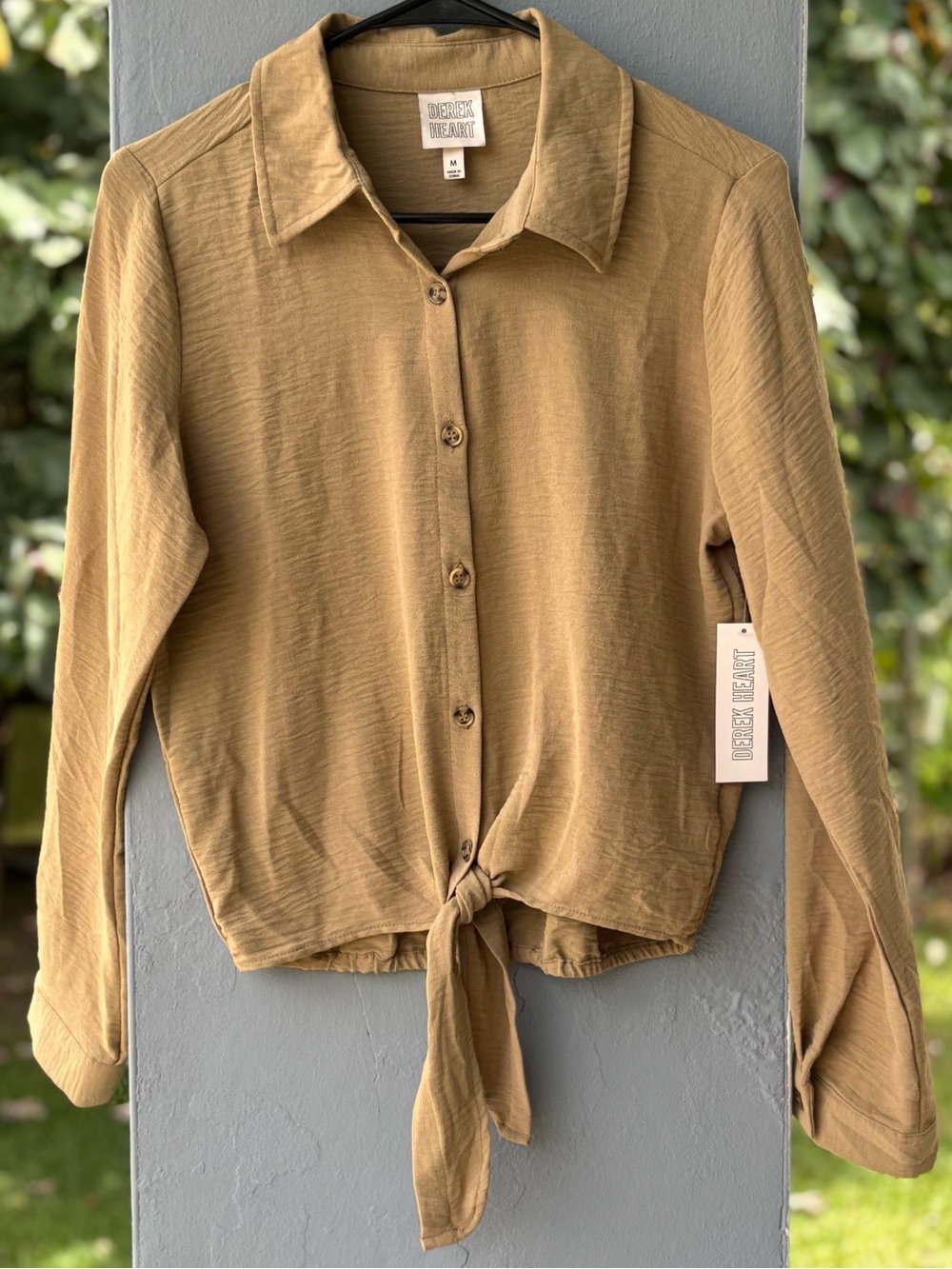 Derek Heart Tie-Front Button Shirt